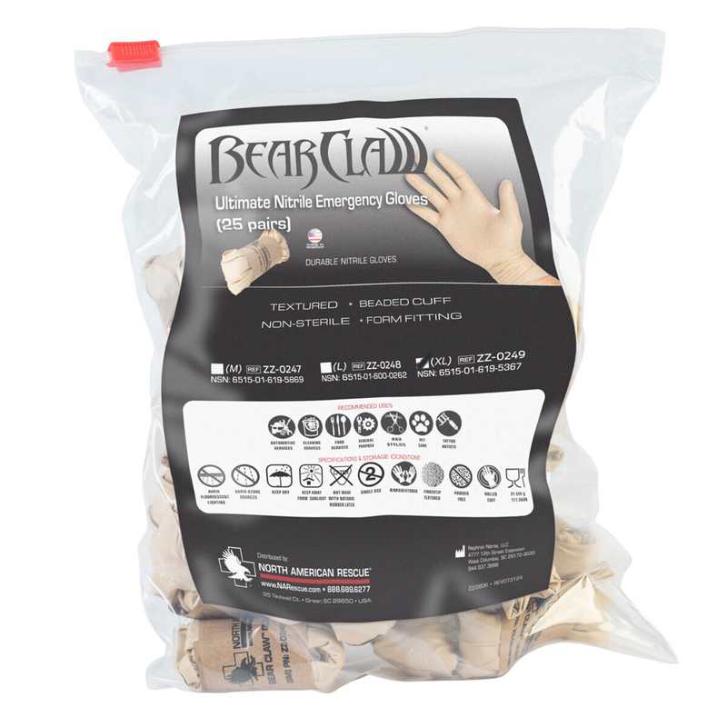 North American Rescue Bear Claw Gloves 25 Pack - Extra Large