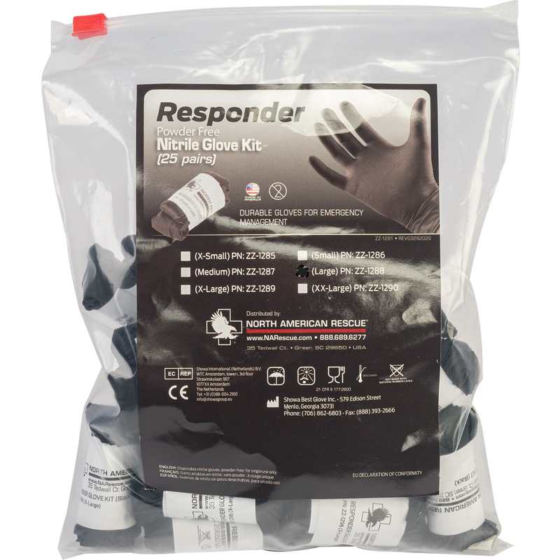 North American Rescue Black Responder Gloves - Large