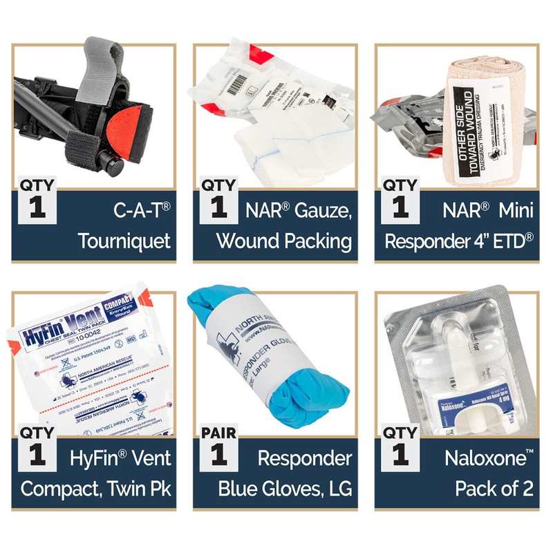 North American Rescue Nano IFAK - Basic with Naloxone Belt-Mount