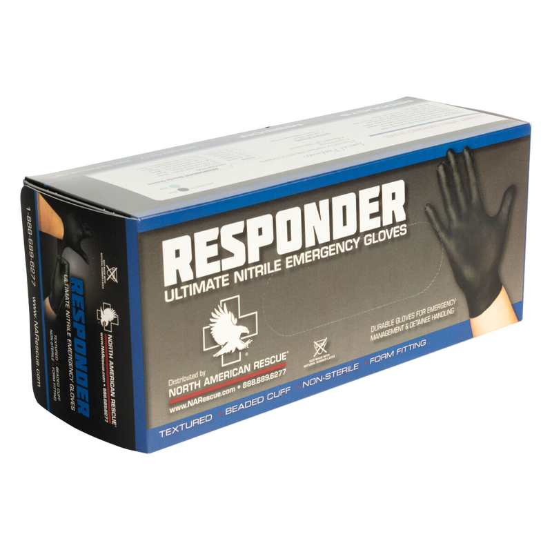 North American Rescue Responder Nitrile Gloves - Black