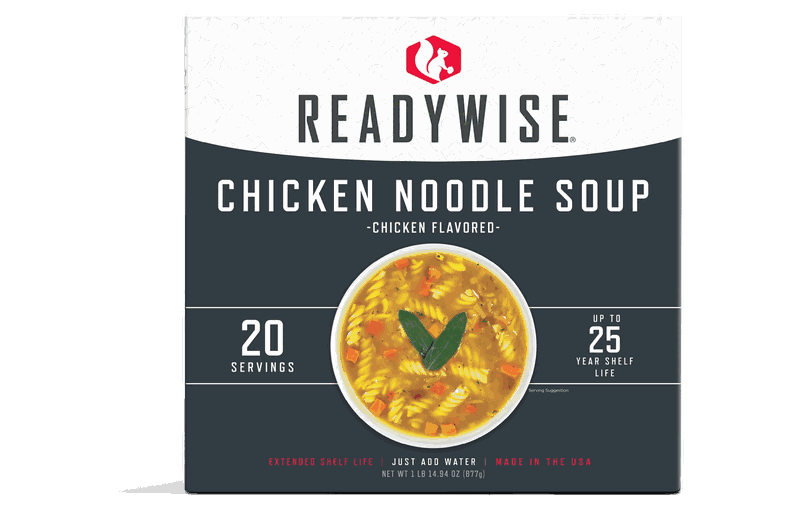 ReadyWise Emergency Food Favorite - Chicken Noodle Soup (5 x 4 Serving Pouches)
