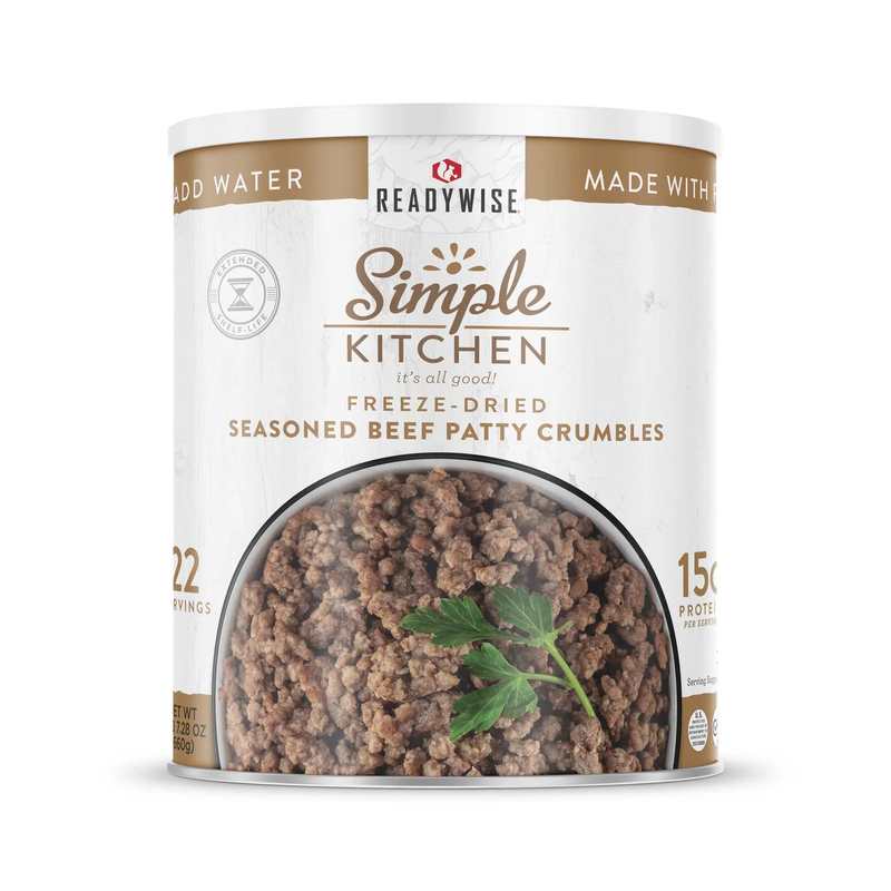 ReadyWise Seasoned Beef Patty Crumbles – Freeze-Dried #10 Can – 22 Servings | ReadyWise