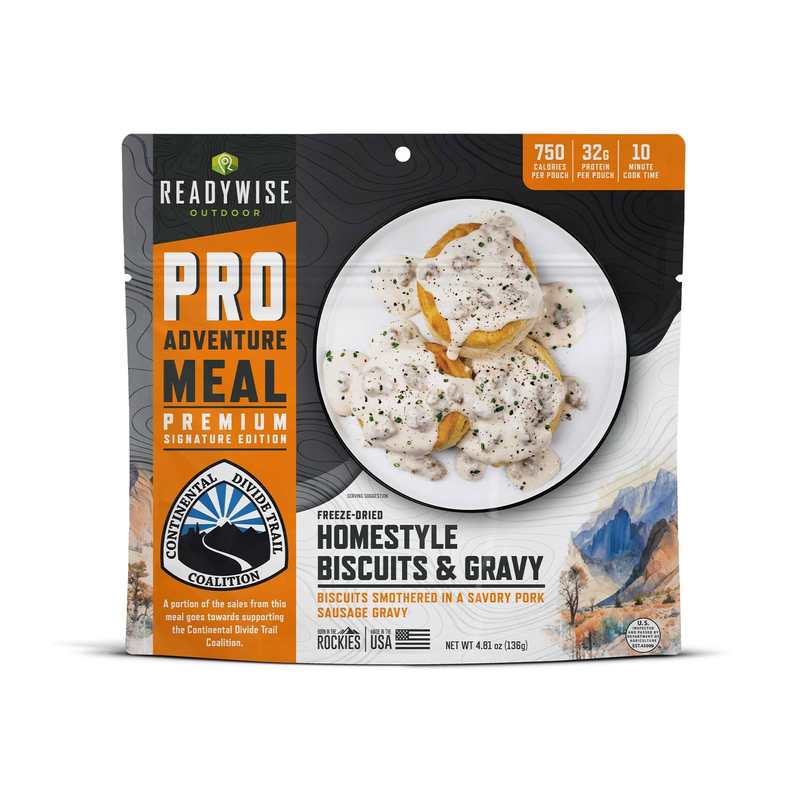 ReadyWise Homestyle Biscuits & Gravy - Signature Edition Pro Adventure Meal with Continental Divide Trail Coalition SF