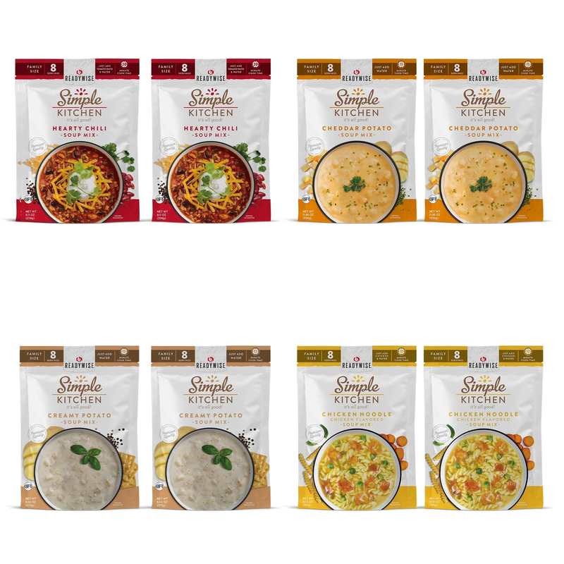 ReadyWise Simple Kitchen Soup Favorites Variety Pack (8 count, 8-Servings per Pouch)