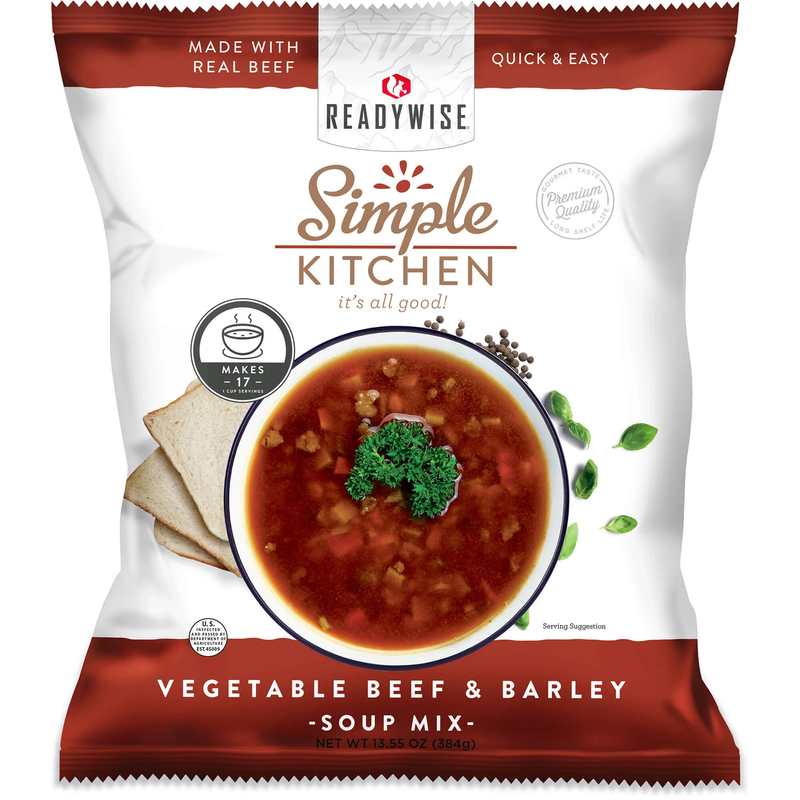 ReadyWise Vegetable Beef & Barley Soup Mix - 17 Servings per Pouch