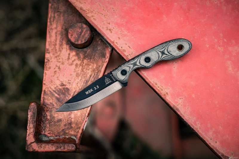 TOPS Knives Mini Scandi Knife Black Linen Micarta
