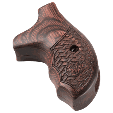 Red Dymondwood Deluxe Wood Finger Groove Grips For J-Frame Revolvers
